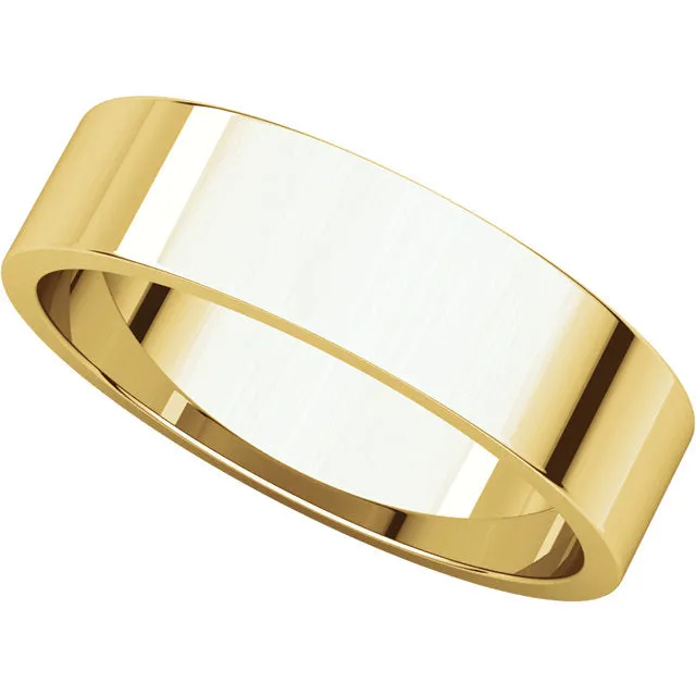 14k Yellow Gold 5mm Flat Band, Size 10.5