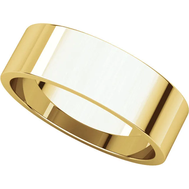 14k Yellow Gold 6mm Flat Band, Size 11.5
