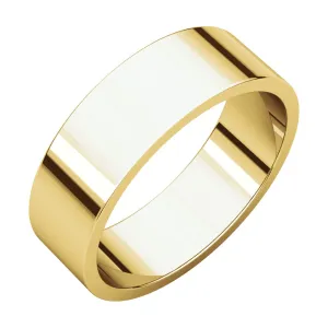 14k Yellow Gold 6mm Flat Band, Size 11.5