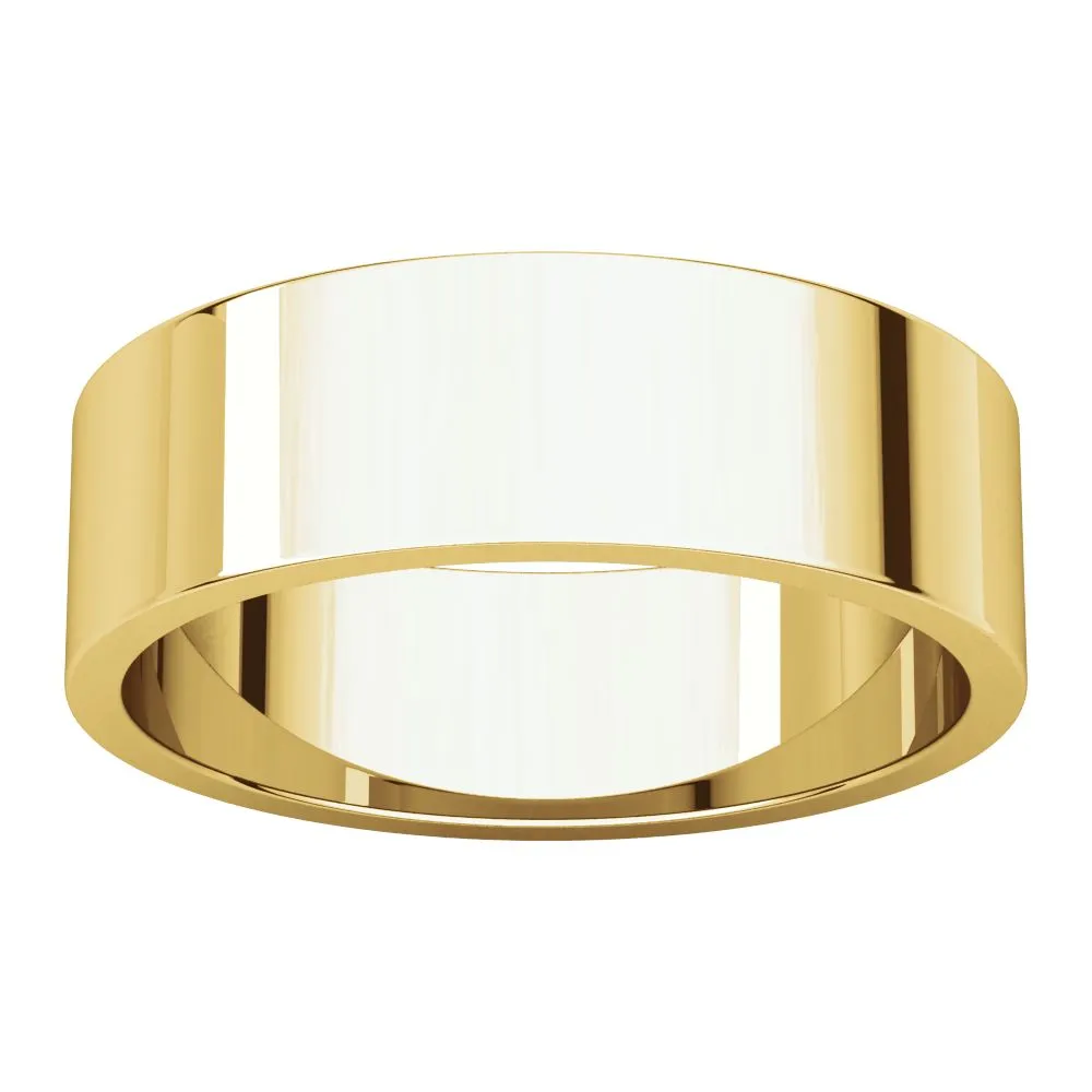 14k Yellow Gold 6mm Flat Band, Size 11.5