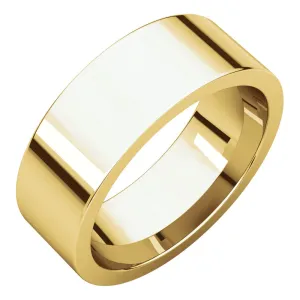 14k Yellow Gold 7mm Flat Comfort Fit Band, Size 9.5
