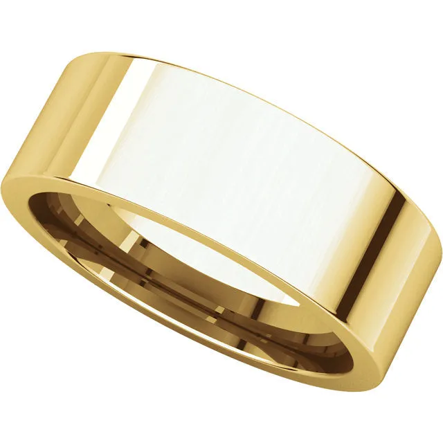 14k Yellow Gold 7mm Flat Comfort Fit Band, Size 9.5