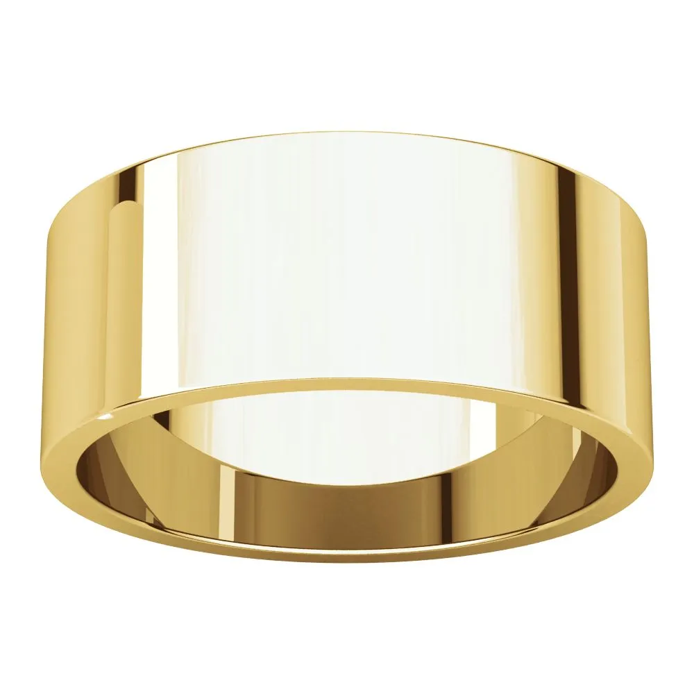 14k Yellow Gold 8mm Flat Band, Size 8