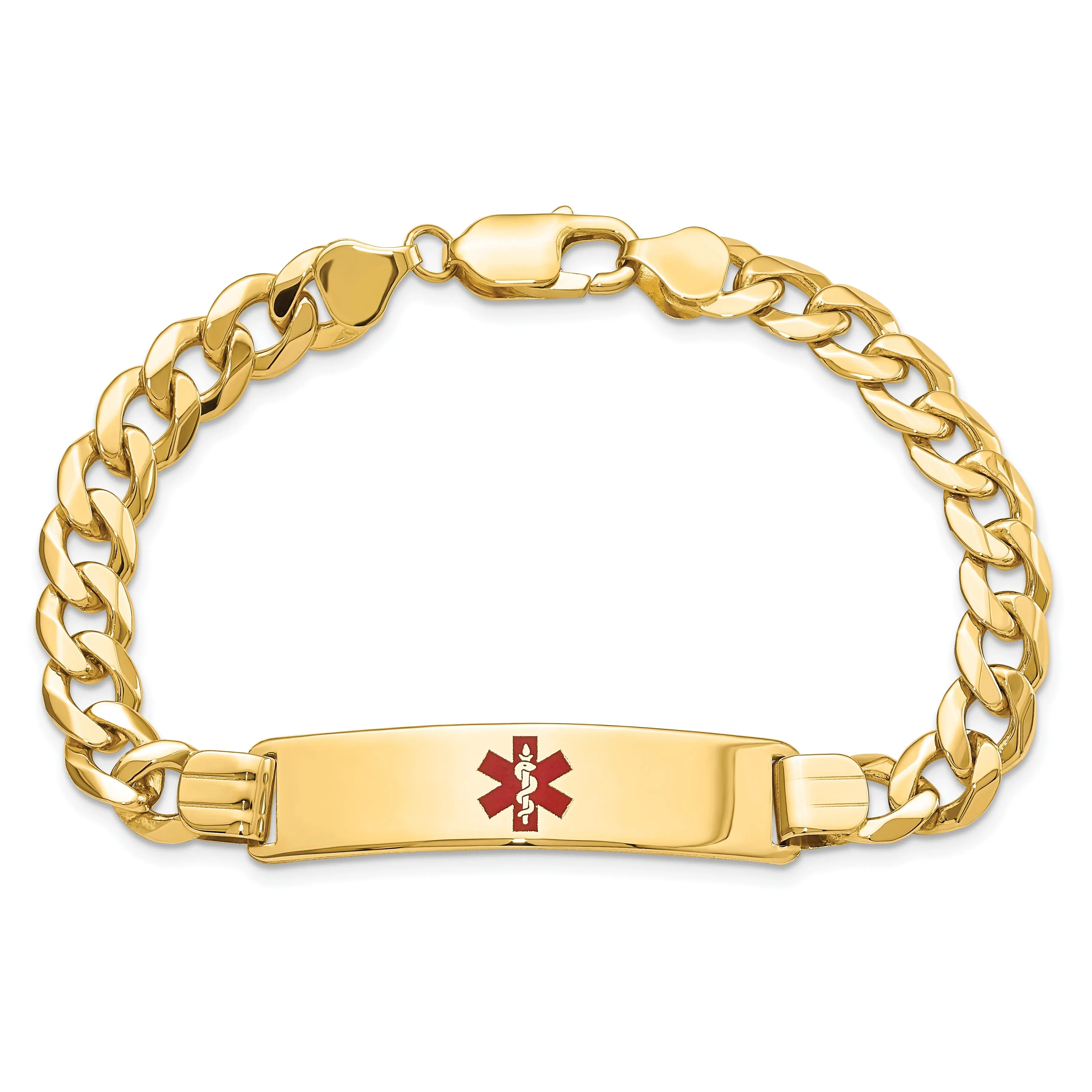 14K Yellow Gold Curb Link Medical ID Bracelet