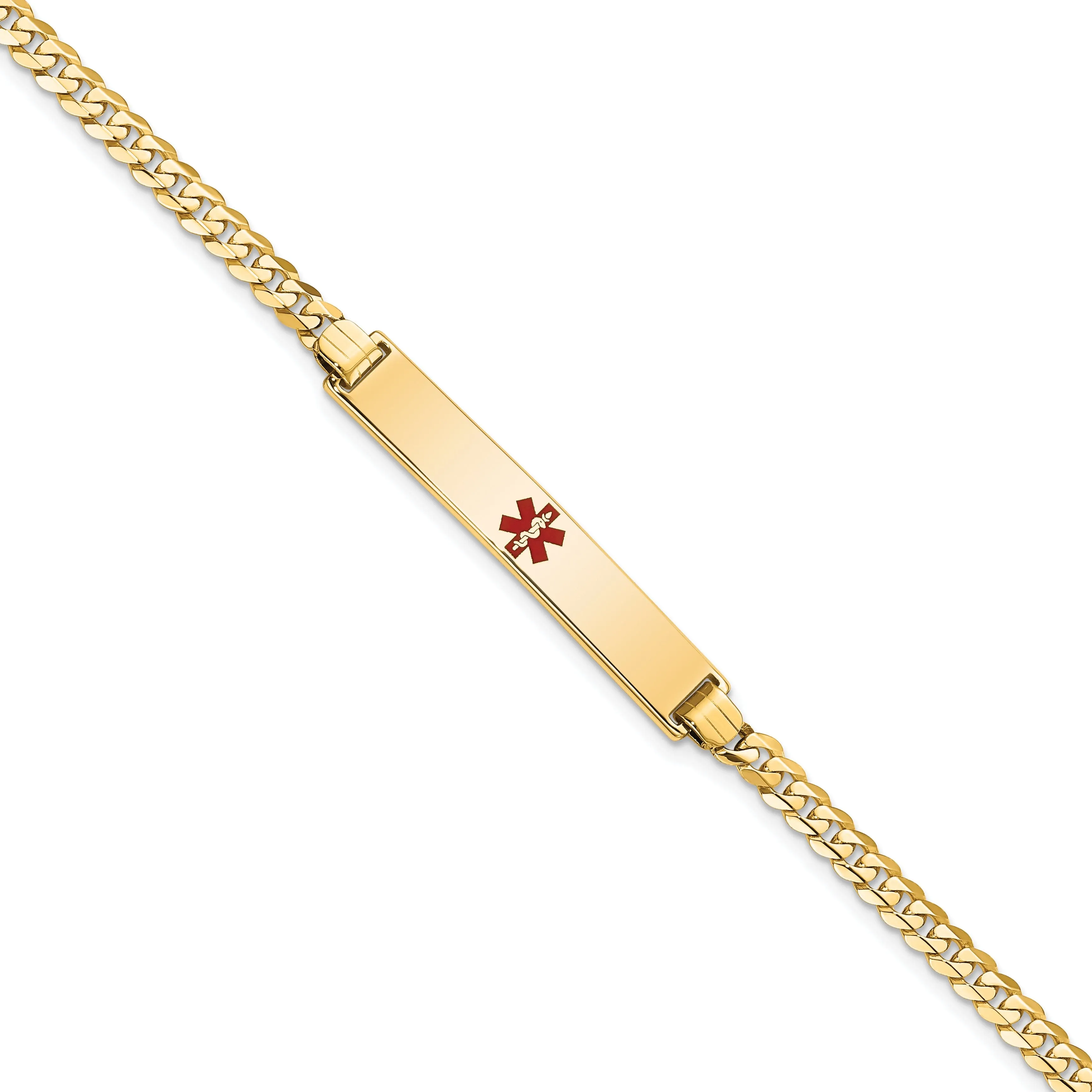 14K Yellow Gold Curb Link Medical ID Bracelet