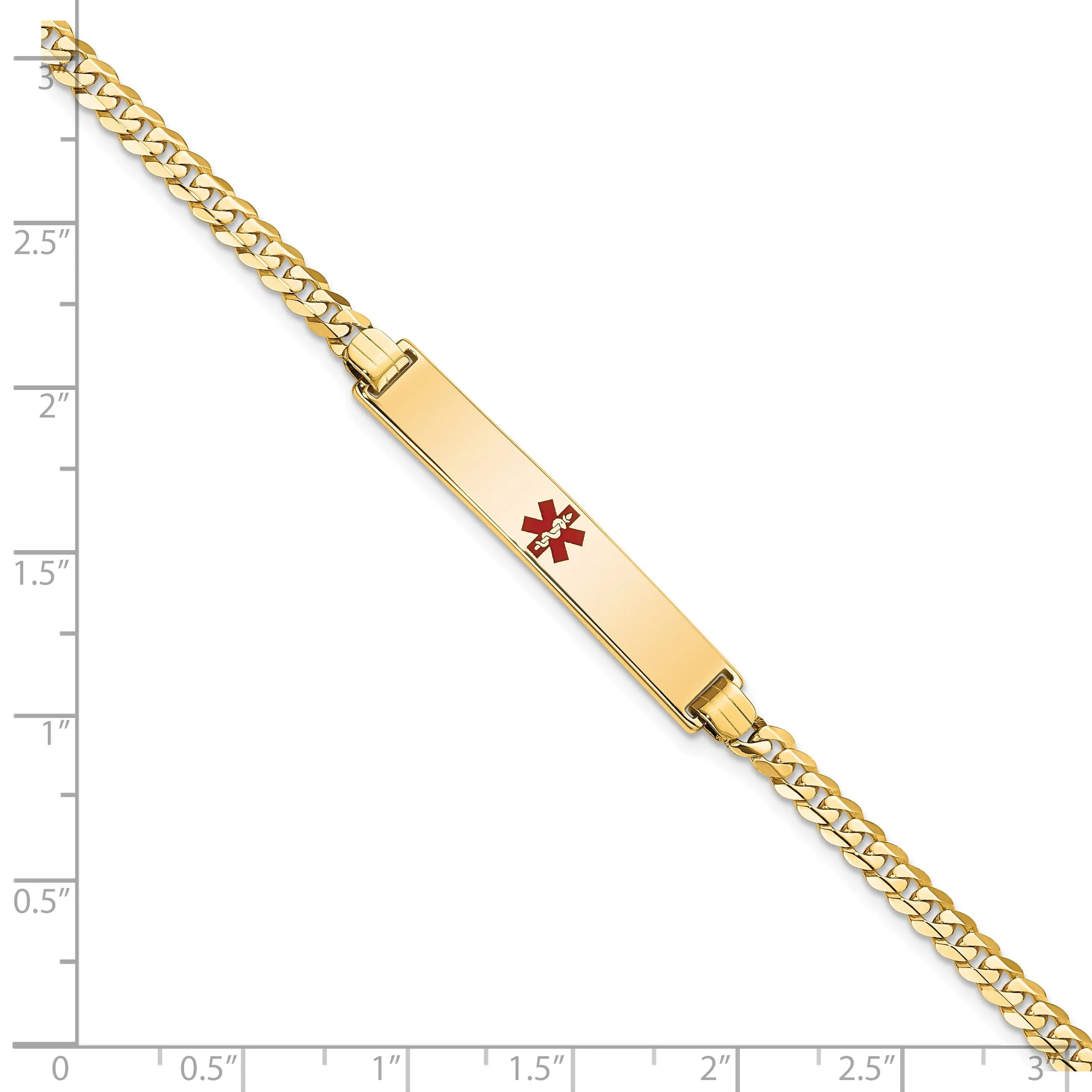 14K Yellow Gold Curb Link Medical ID Bracelet