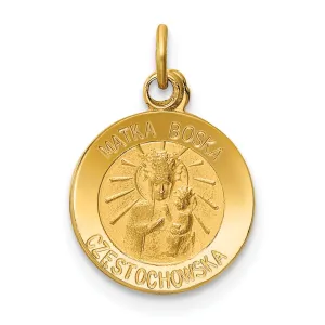 14k Yellow Gold Matka Boska Medal Pendant