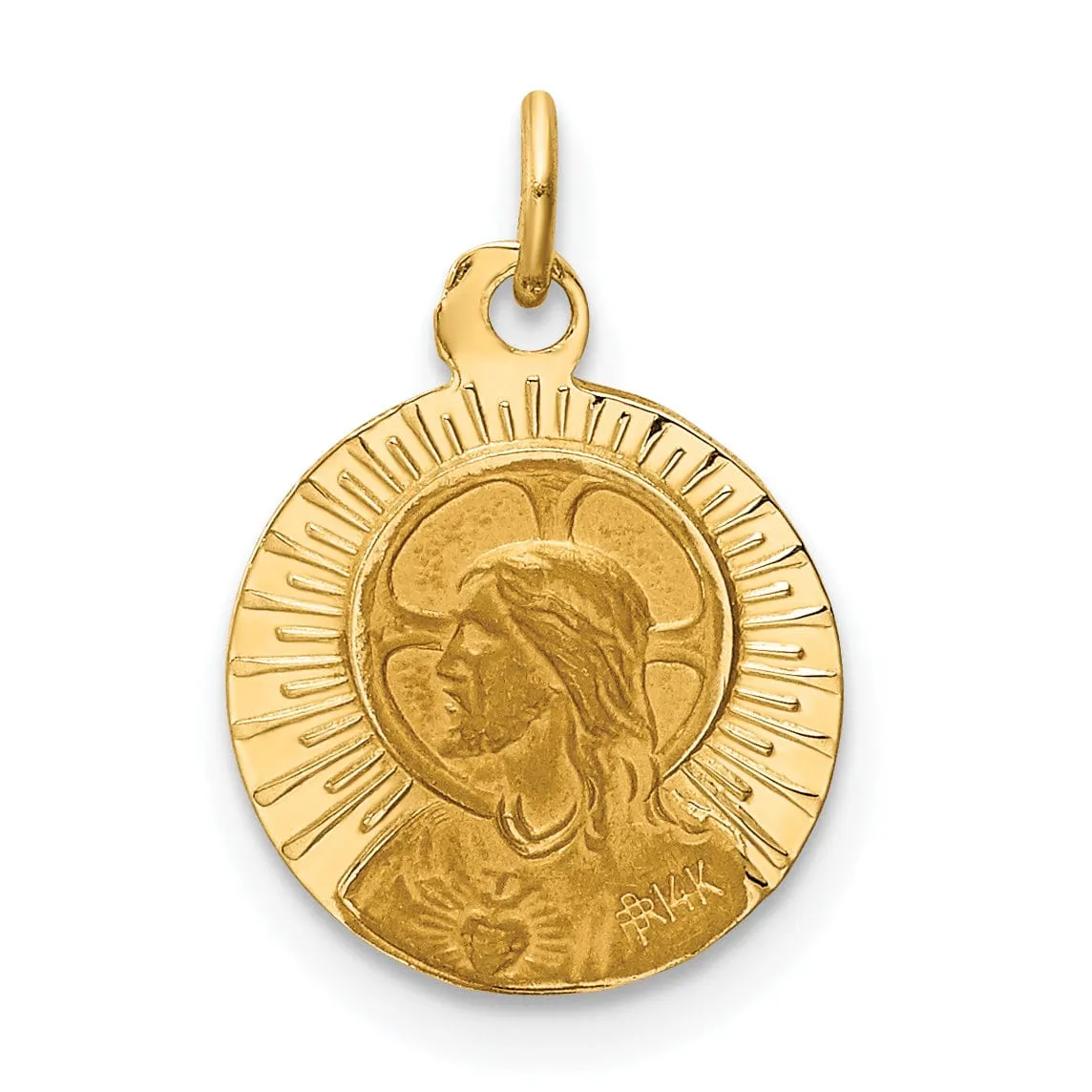 14k Yellow Gold Matka Boska Medal Pendant