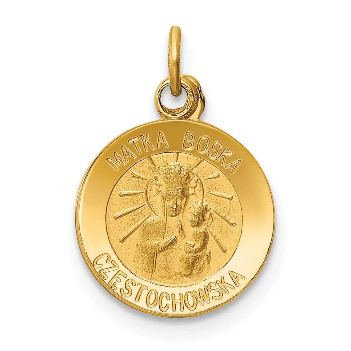 14k Yellow Gold Matka Boska Medal Pendant