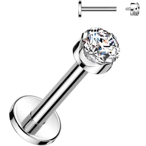 16 Gauge 5/16 4mm Clear CZ Round Medical Grade Titanium Flat Back Earring