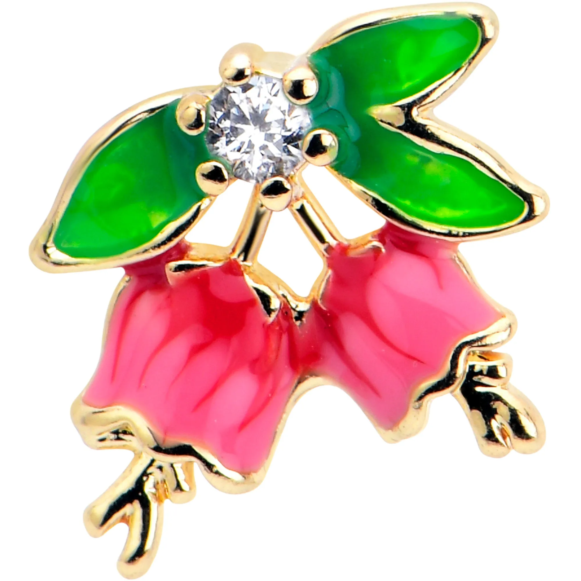 16 Gauge 5/16 Clear CZ Gem Gold Tone Bell Flower Labret Monroe Tragus