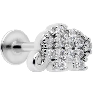 16 Gauge 5/16 Clear CZ Gem Lucky Elephant Labret Moroe Tragus