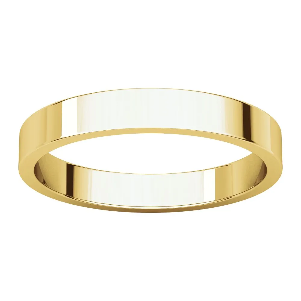18k Yellow Gold 3mm Flat Band, Size 9