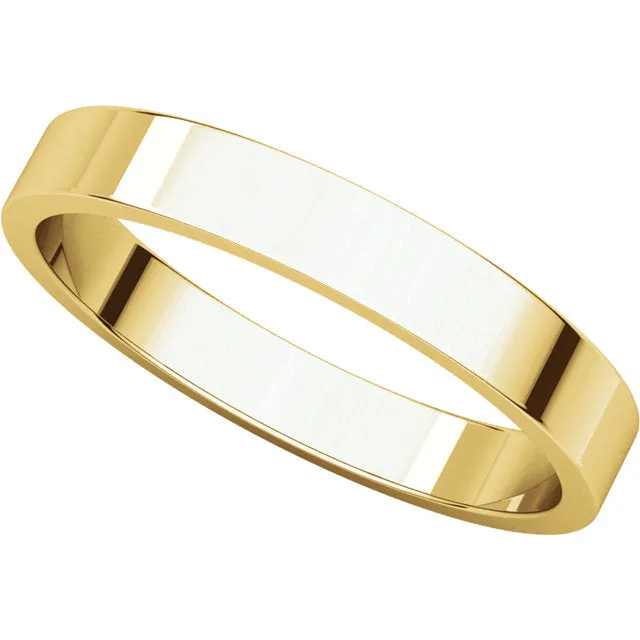 18k Yellow Gold 3mm Flat Band, Size 9