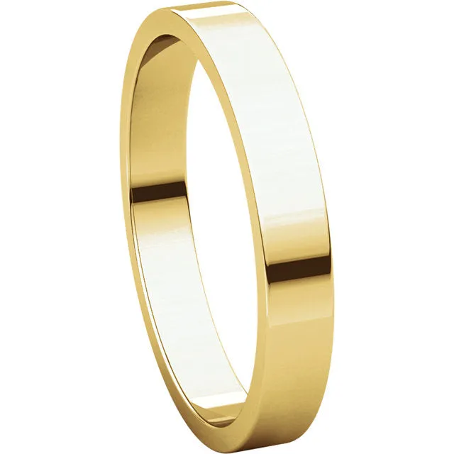 18k Yellow Gold 3mm Flat Band, Size 9