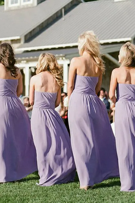 A-Line Sweetheart Backless Lavender Chiffon Bridesmaid Dress with Ruched OHS014