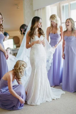 A-Line Sweetheart Backless Lavender Chiffon Bridesmaid Dress with Ruched OHS014