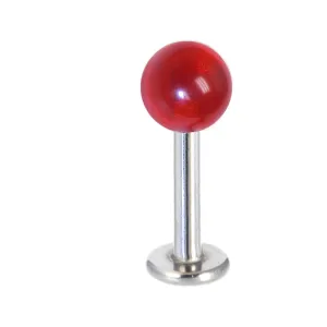 Acrylic Ball NY Apple Red Labret 14 Gauge 3/8