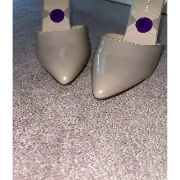 Adrienne Vittadini Women's Ivory Patent Leather Strappy Heels Size 8.5M