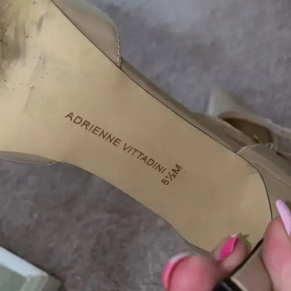 Adrienne Vittadini Women's Ivory Patent Leather Strappy Heels Size 8.5M