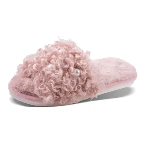 Amanda Blue Mauve Curly Pearl Slippers (Medium 8-9)
