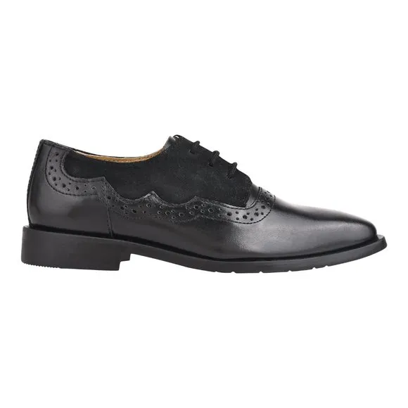 Amy Black  Leather/Suede Oxford Style Kids Dress Shoes