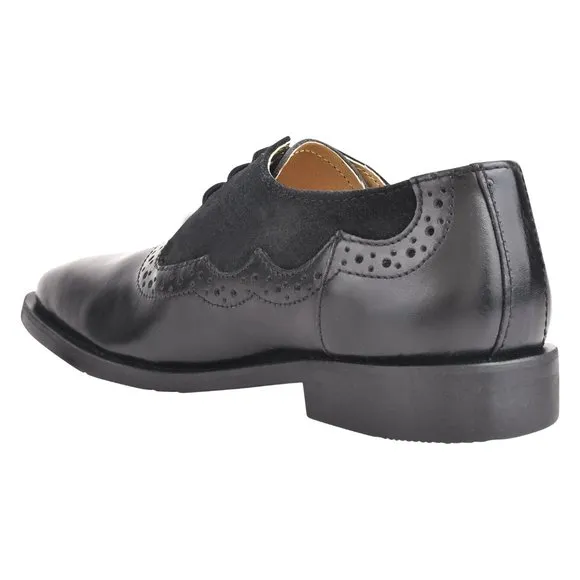 Amy Black  Leather/Suede Oxford Style Kids Dress Shoes