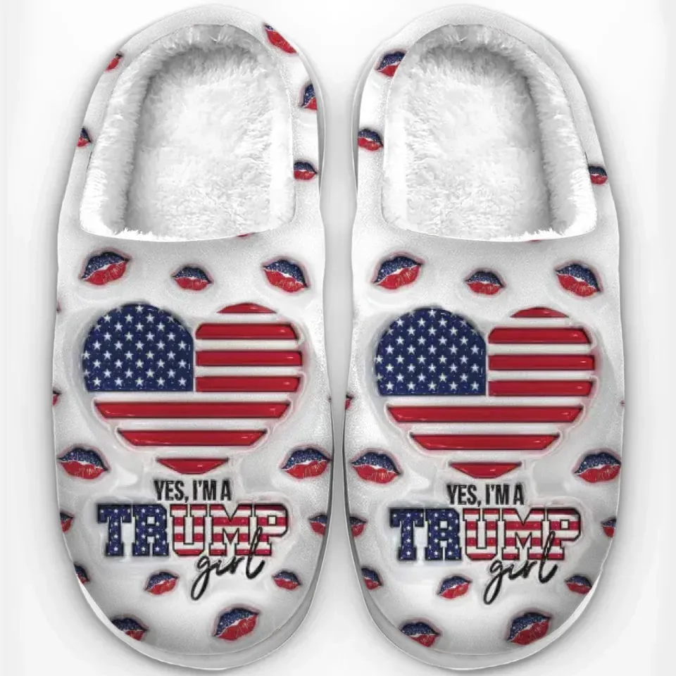 An All-American Girl - US Election Fluffy Slippers - Christmas Gift For Conservative Supporters - Gift For Best Friends, BFF, Sisters