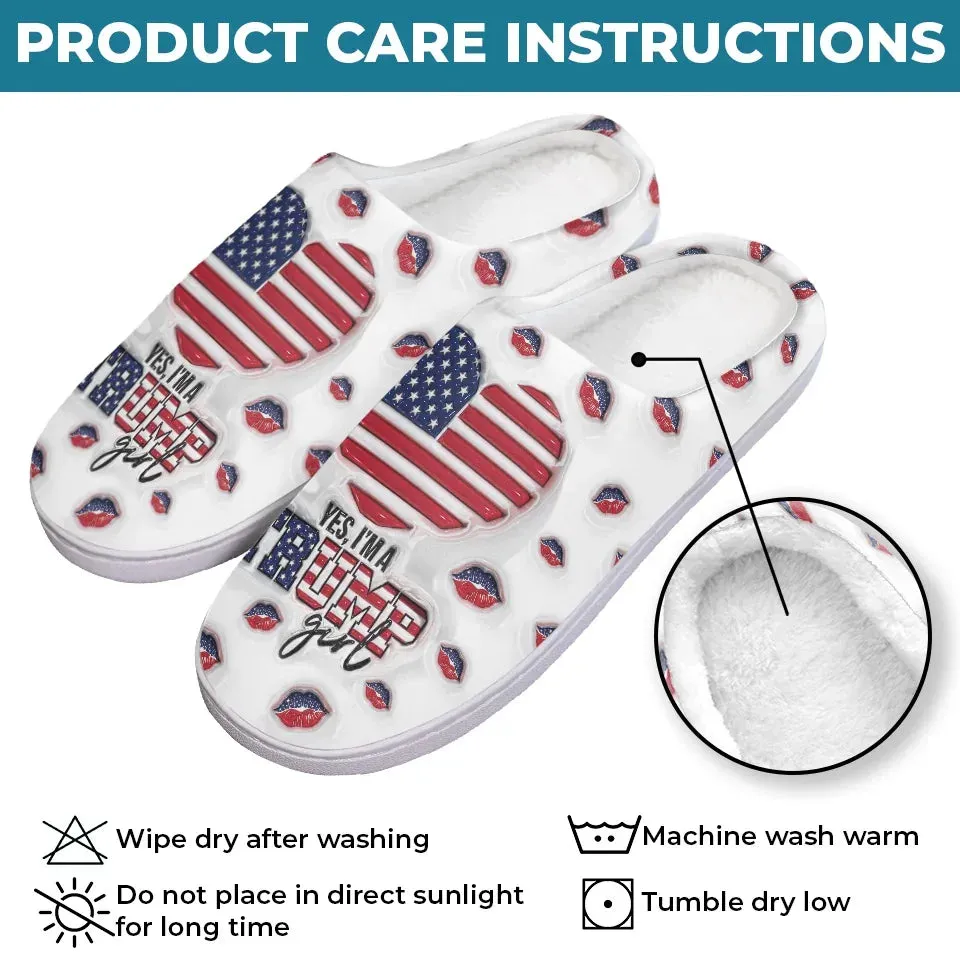 An All-American Girl - US Election Fluffy Slippers - Christmas Gift For Conservative Supporters - Gift For Best Friends, BFF, Sisters