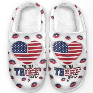 An All-American Girl - US Election Fluffy Slippers - Christmas Gift For Conservative Supporters - Gift For Best Friends, BFF, Sisters