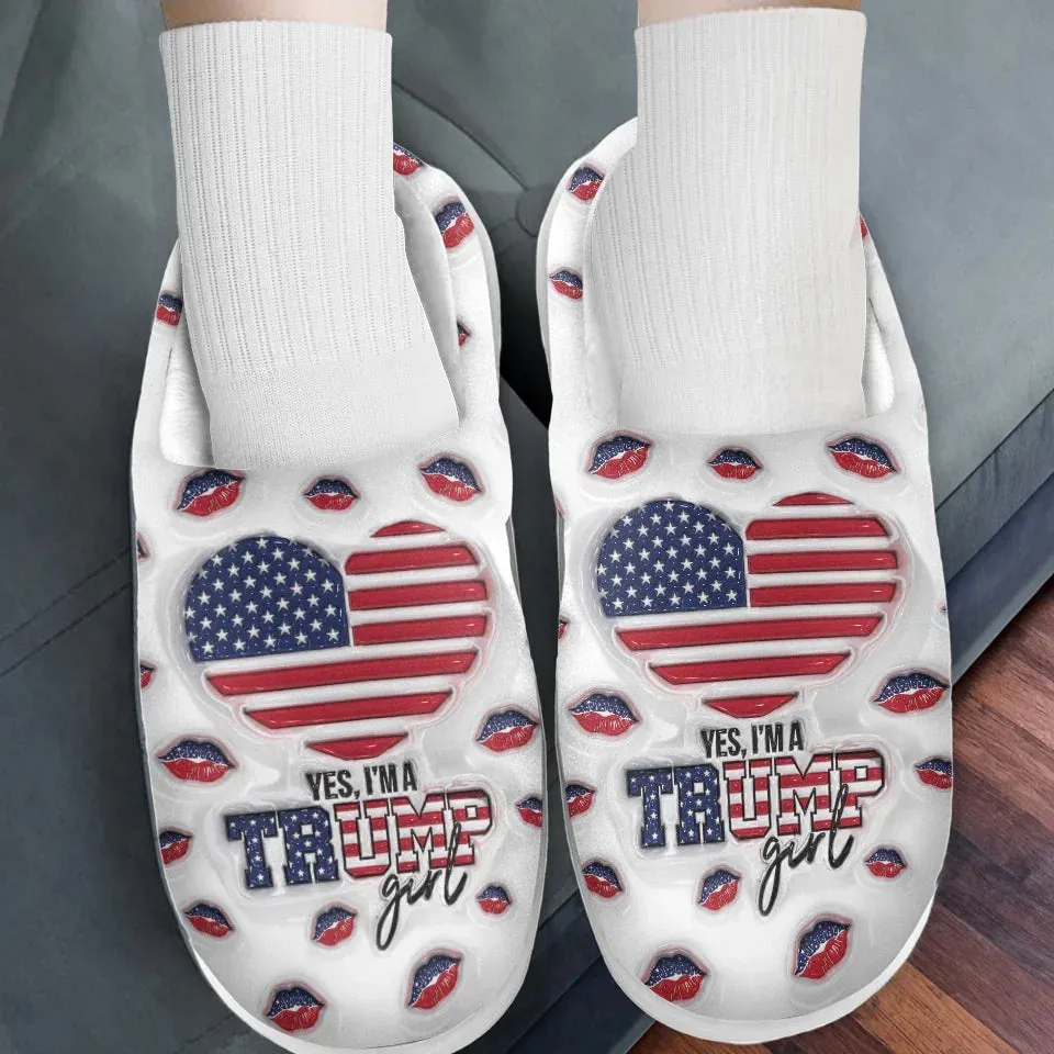 An All-American Girl - US Election Fluffy Slippers - Christmas Gift For Conservative Supporters - Gift For Best Friends, BFF, Sisters