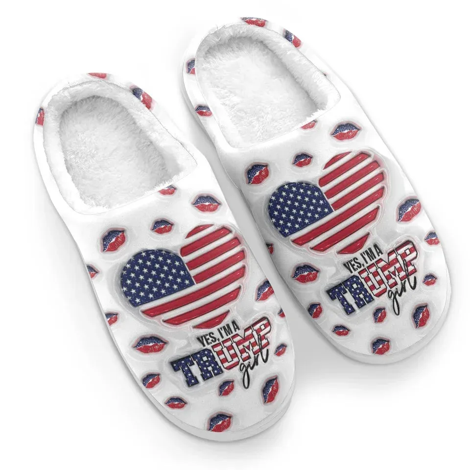 An All-American Girl - US Election Fluffy Slippers - Christmas Gift For Conservative Supporters - Gift For Best Friends, BFF, Sisters