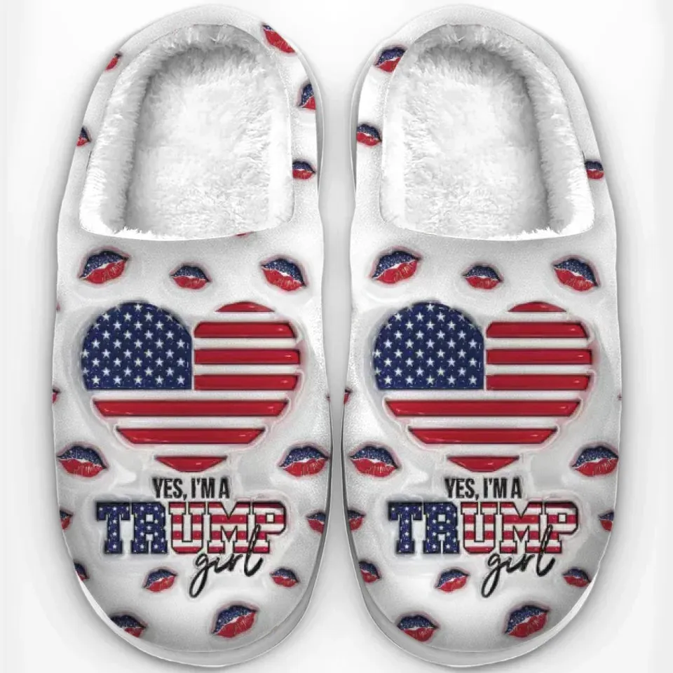 An All-American Girl - US Election Fluffy Slippers - Christmas Gift For Conservative Supporters - Gift For Best Friends, BFF, Sisters