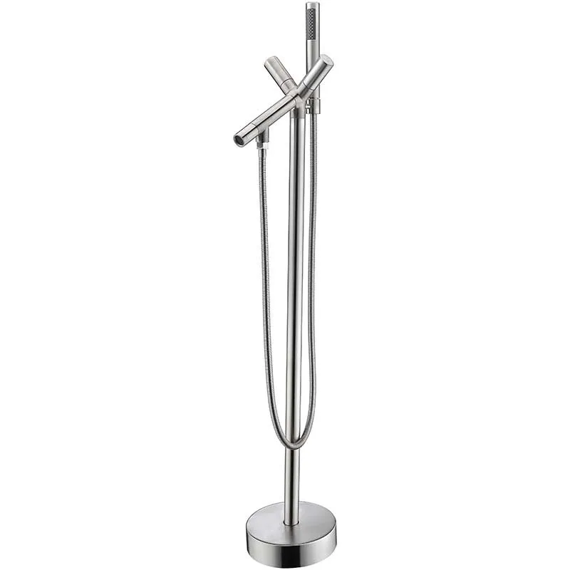Anzzi Reginald 68 in. Acrylic Flatbottom Non-Whirlpool Bathtub with Havasu Faucet and Kame 1.28 GPF Toilet