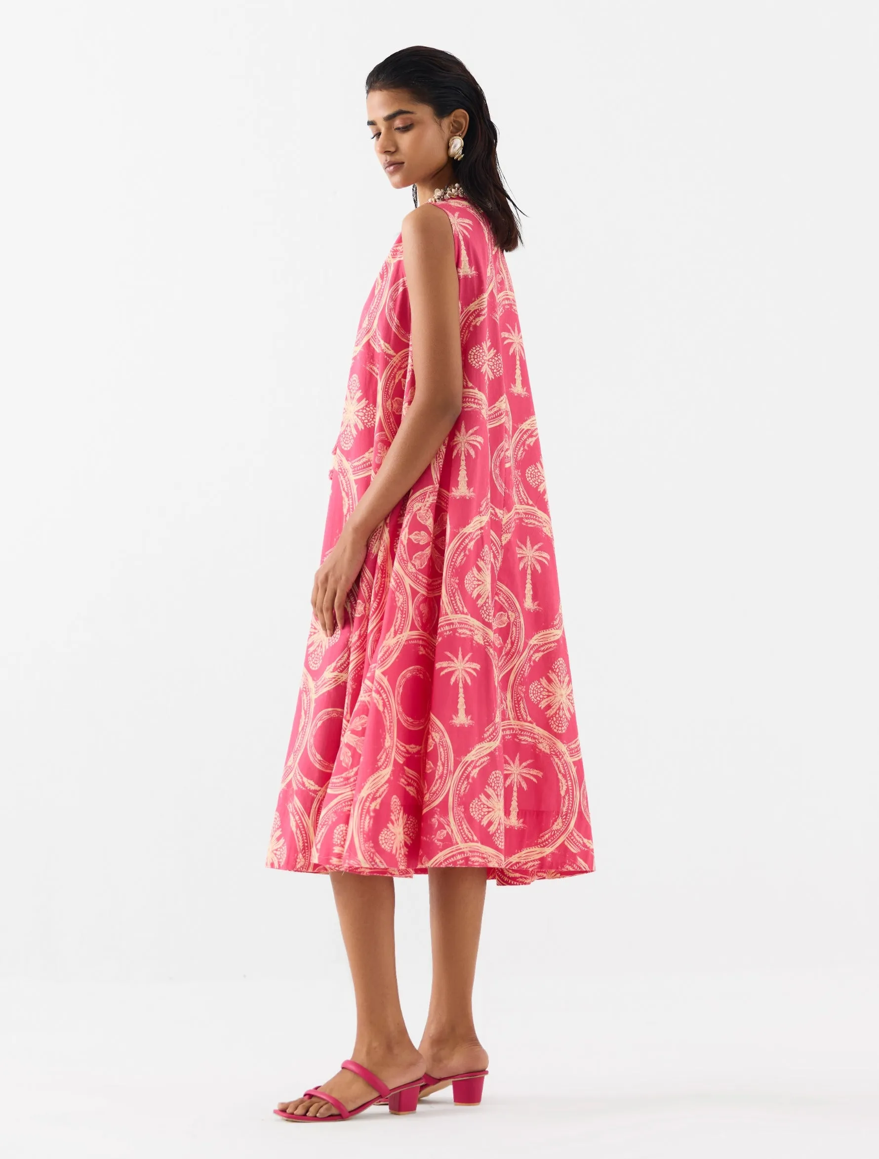Areca pink palm a-line dress