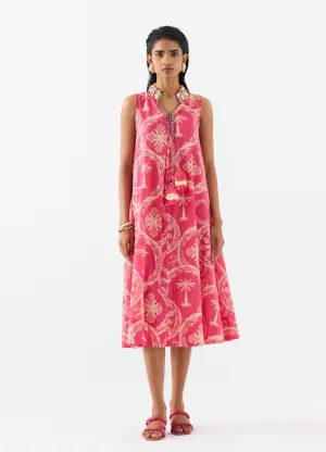 Areca pink palm a-line dress