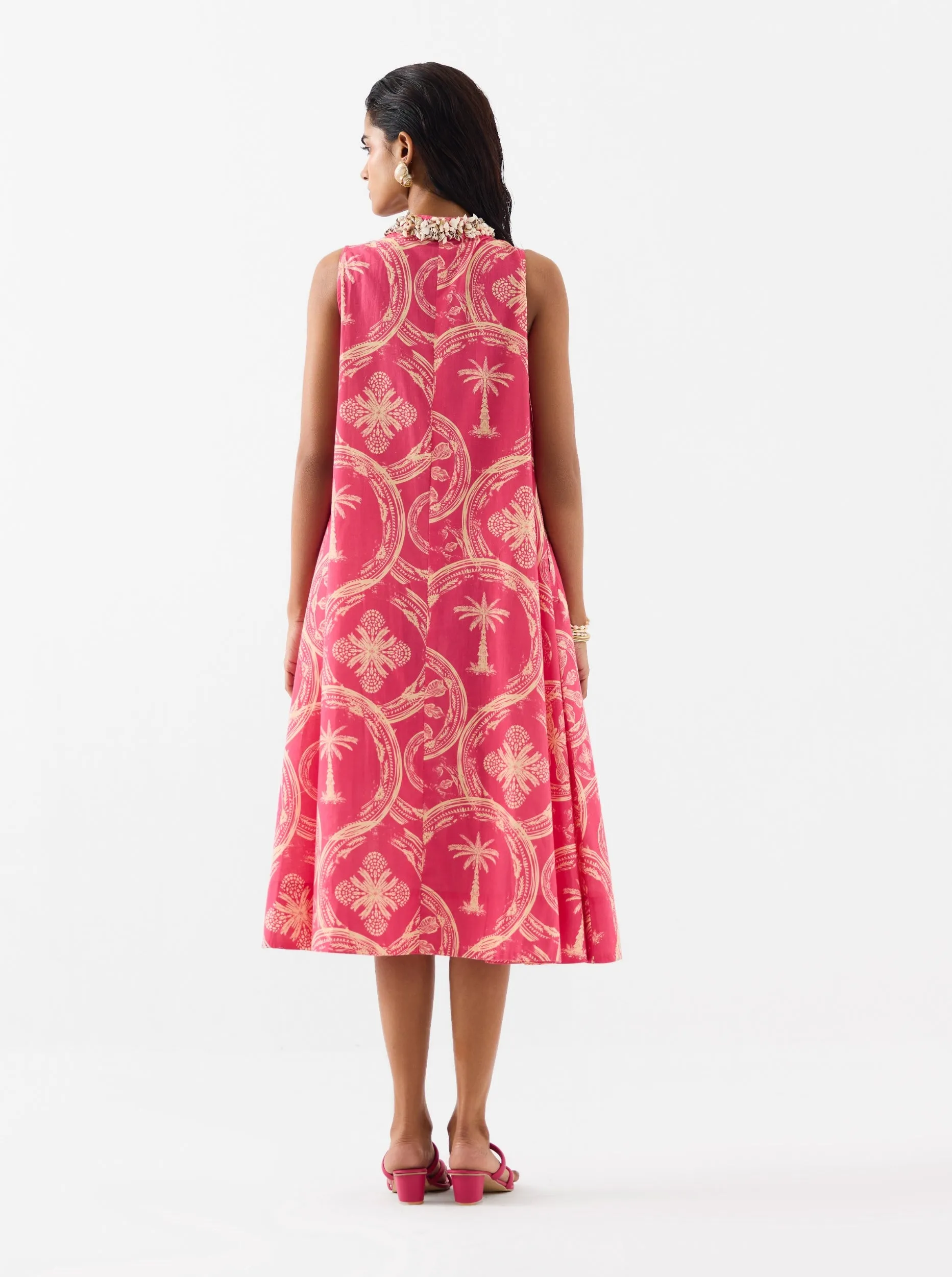 Areca pink palm a-line dress