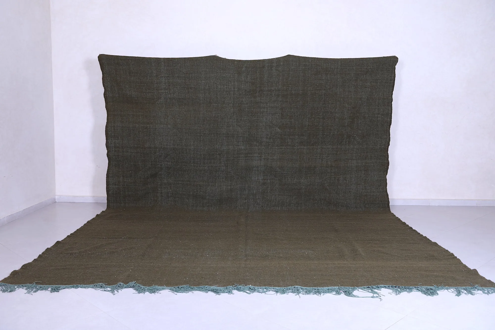 Army Green Flat Woven Moroccan rug - Berber rug - Custom Rug