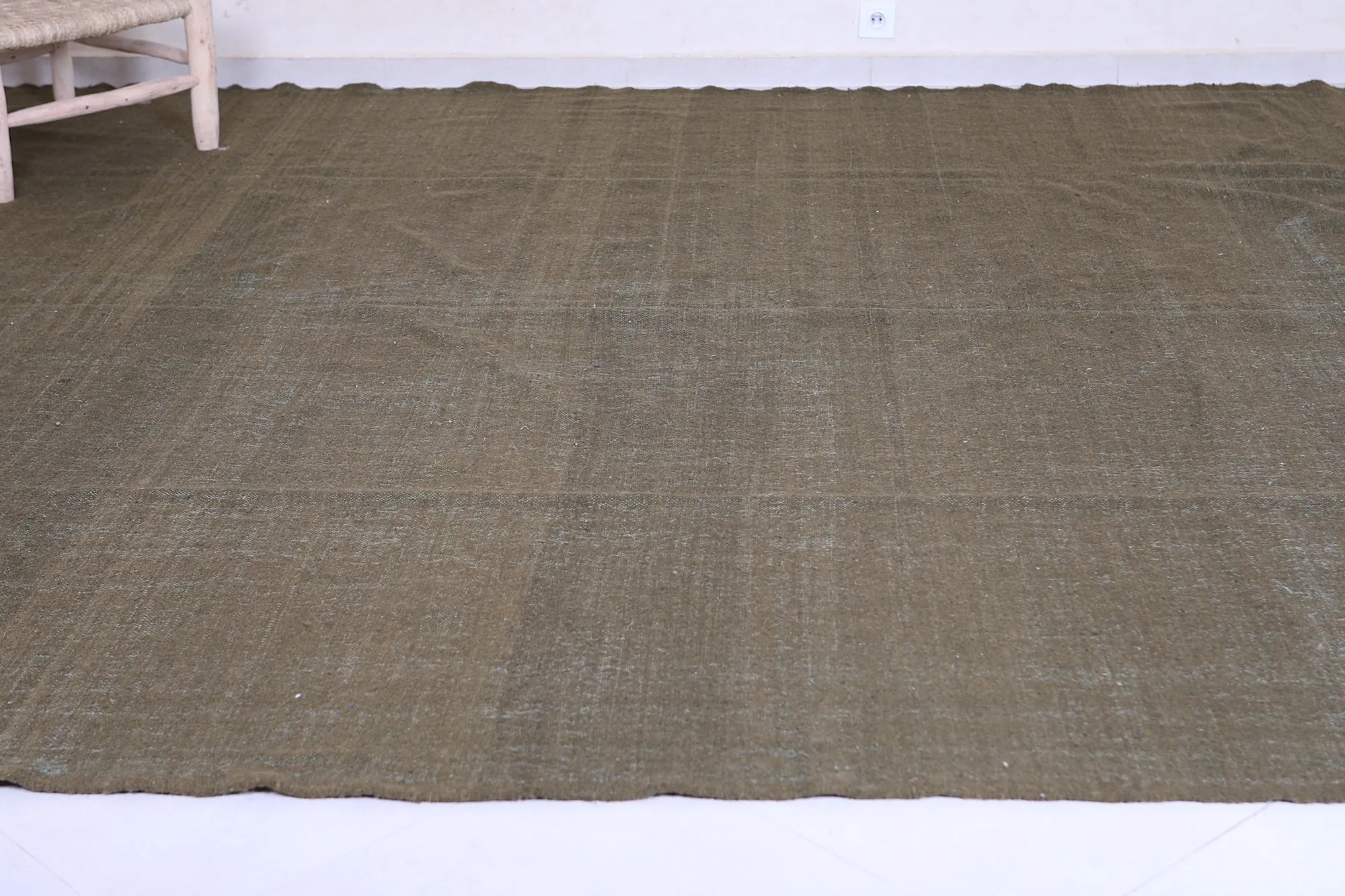 Army Green Flat Woven Moroccan rug - Berber rug - Custom Rug