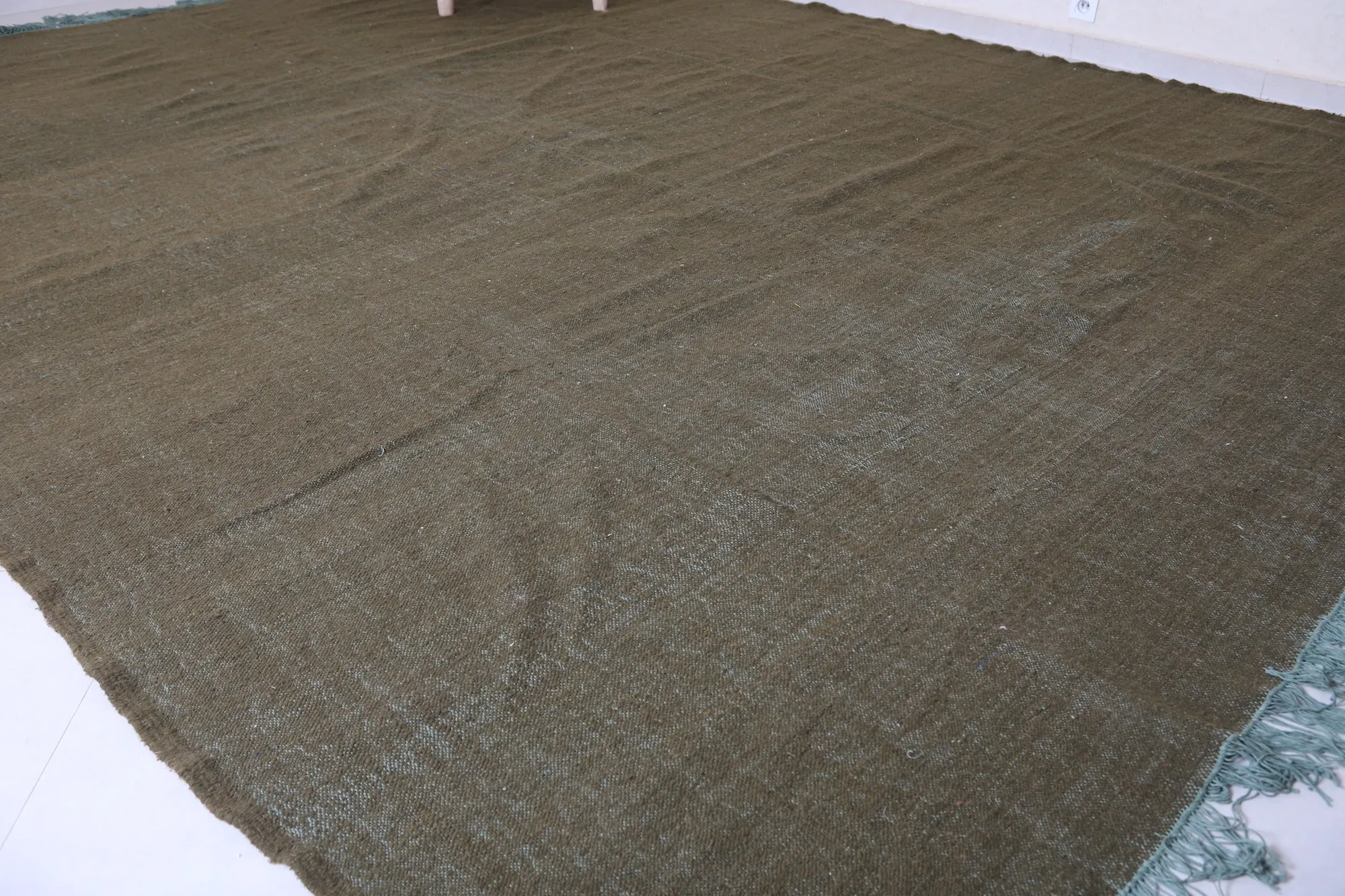 Army Green Flat Woven Moroccan rug - Berber rug - Custom Rug