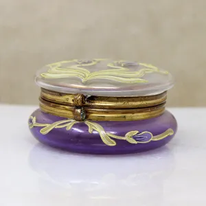 Art Nouveau Bohemian Glass Patch Box with Crocus