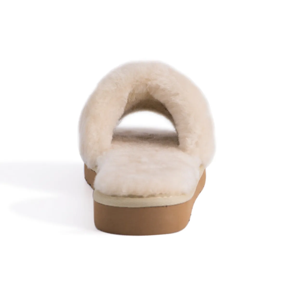 AUS WOOLI UGG WOMEN SHEEPSKIN FLUFF SLIDE - Chestnut/Tan