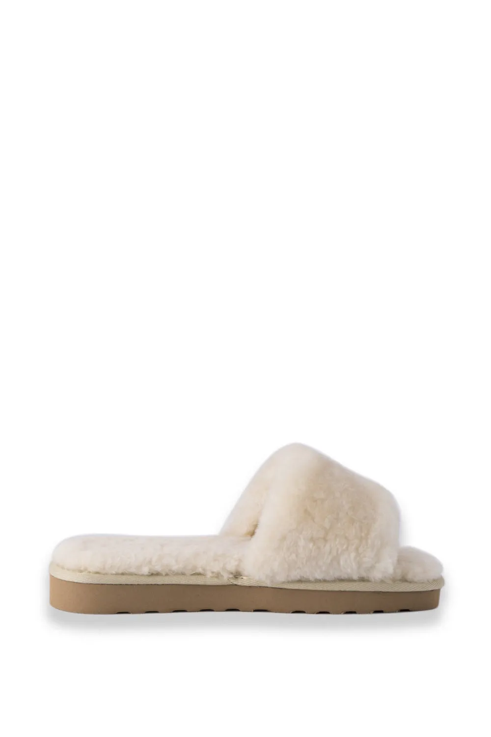 AUS WOOLI UGG WOMEN SHEEPSKIN FLUFF SLIDE - Chestnut/Tan