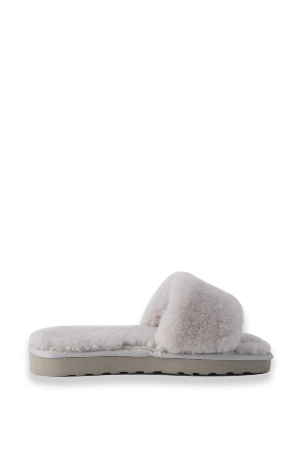 AUS WOOLI UGG WOMEN SHEEPSKIN FLUFF SLIDE - Light Grey