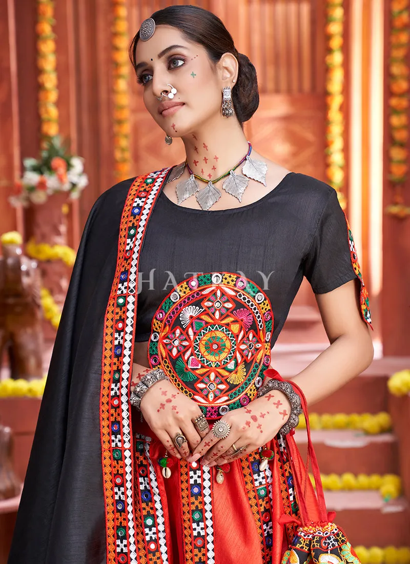 Black And Red Kutchi Embroidered Rajwadi Chaniya Choli