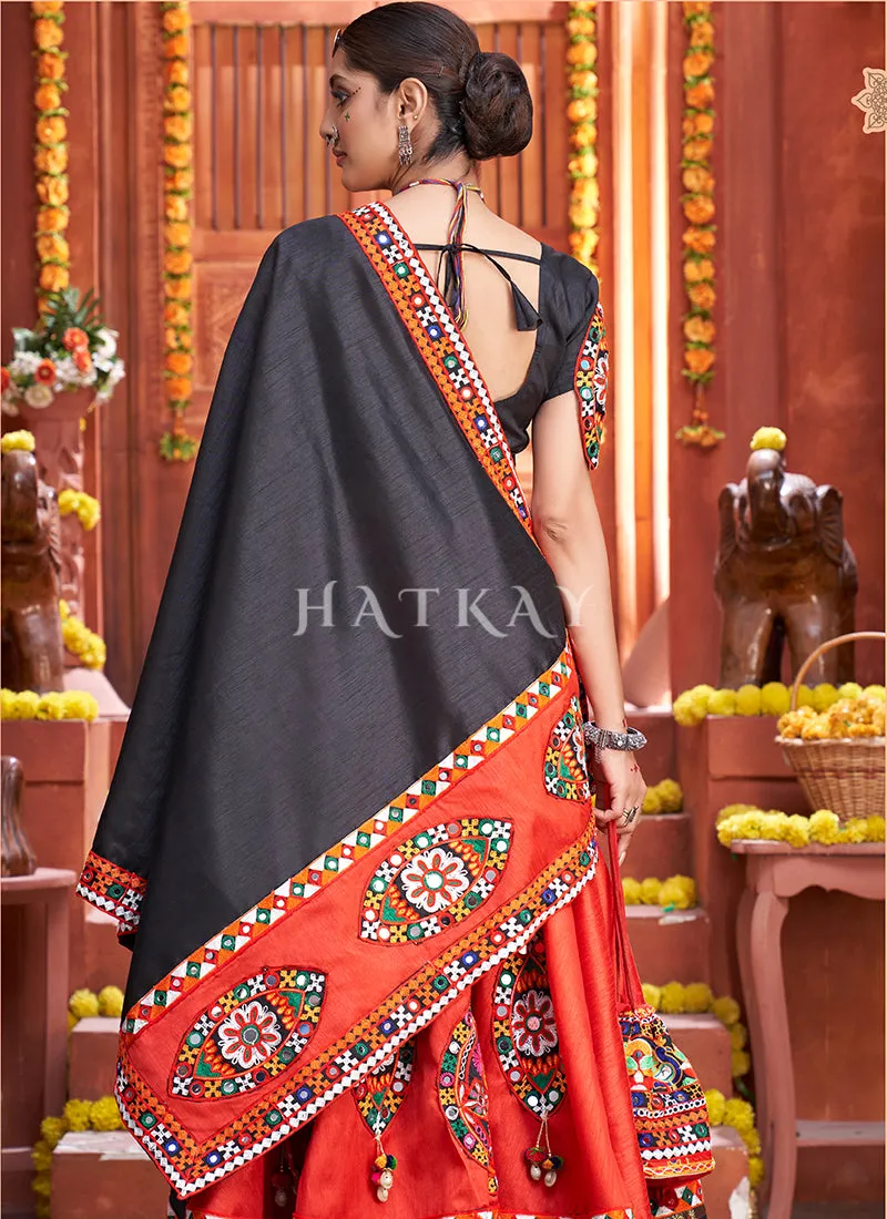 Black And Red Kutchi Embroidered Rajwadi Chaniya Choli