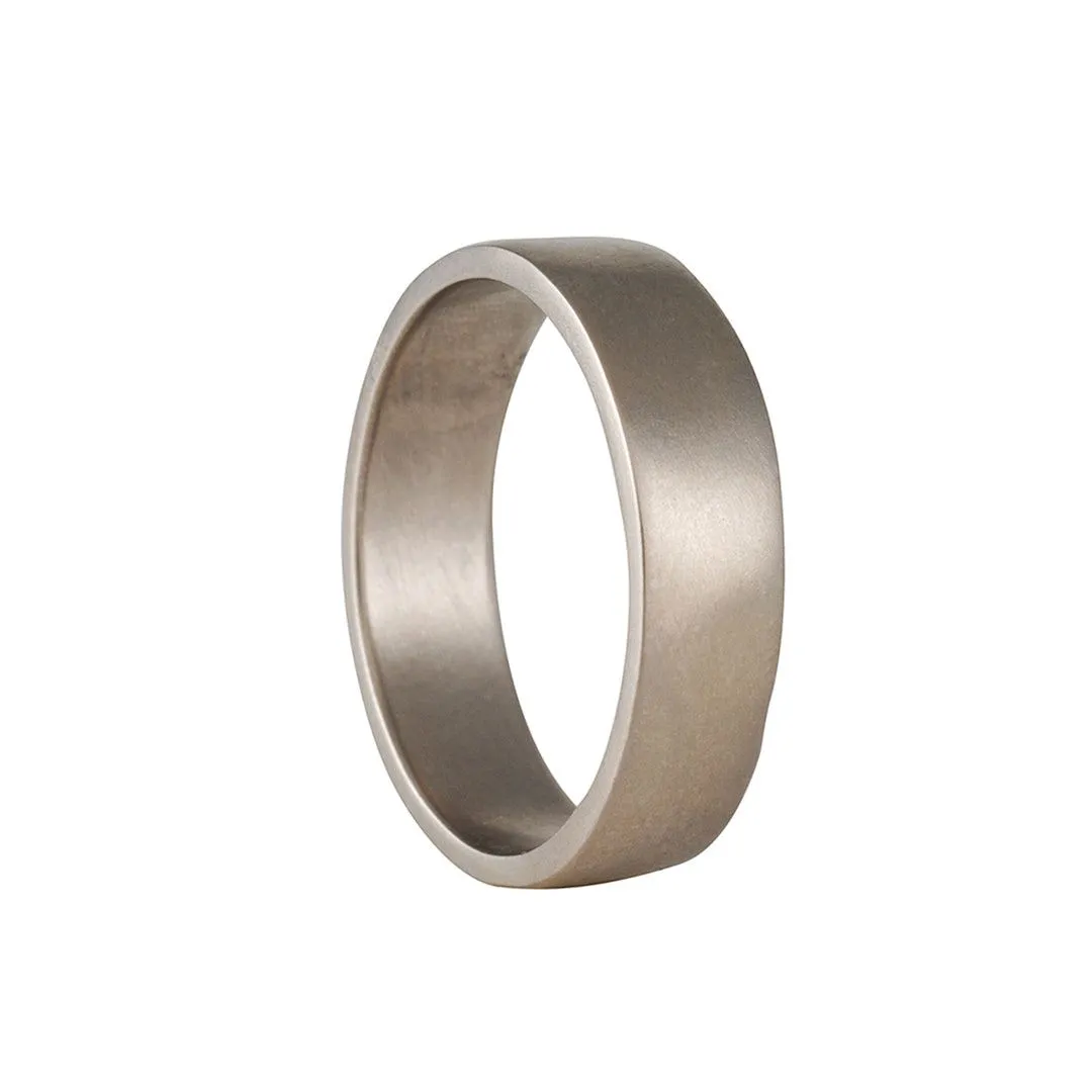 Black Barc - 6mm Squared Wedding Band in 14K White Gold