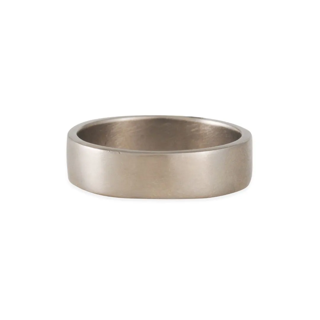 Black Barc - 6mm Squared Wedding Band in 14K White Gold