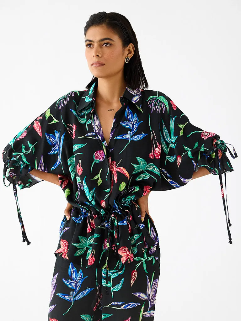 Black Botanica Drawstring Set