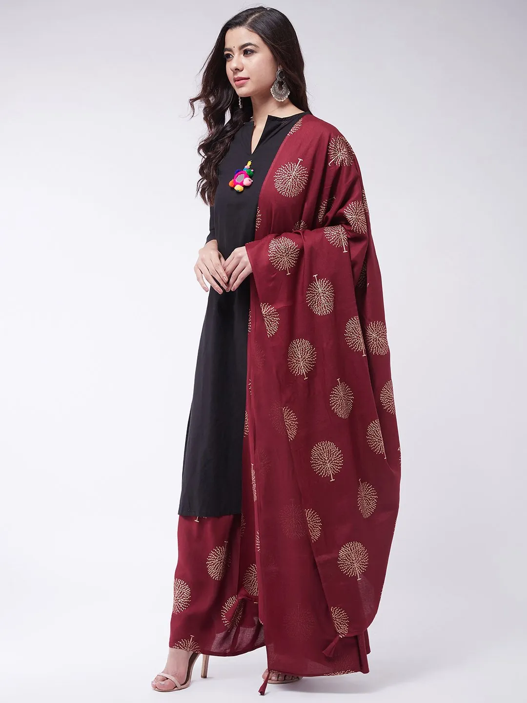 Black Kurta Set With Dupatta